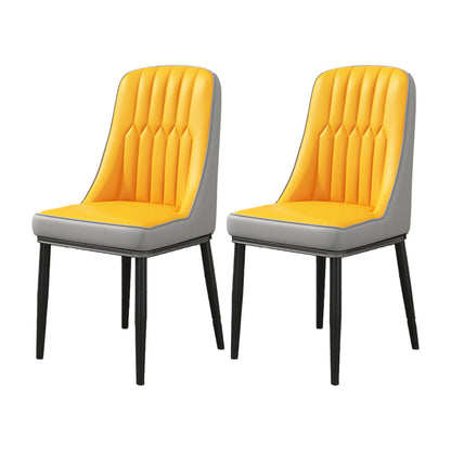 Scandinavian Home Side Chair Upholstered Parsons Back Metal Dining Room Chair Yellow-Gray 2 Piece Set Black Clearhalo ' kitchen&dining_furn' 'Dining Chairs' 'Dining Tables & Seating' 'dining_chair' 'furn' 'furn_dining_chair' 'Furniture' 'furniture_dining_chair' 'Kitchen & Dining Furniture' 'kitchen' 4066286