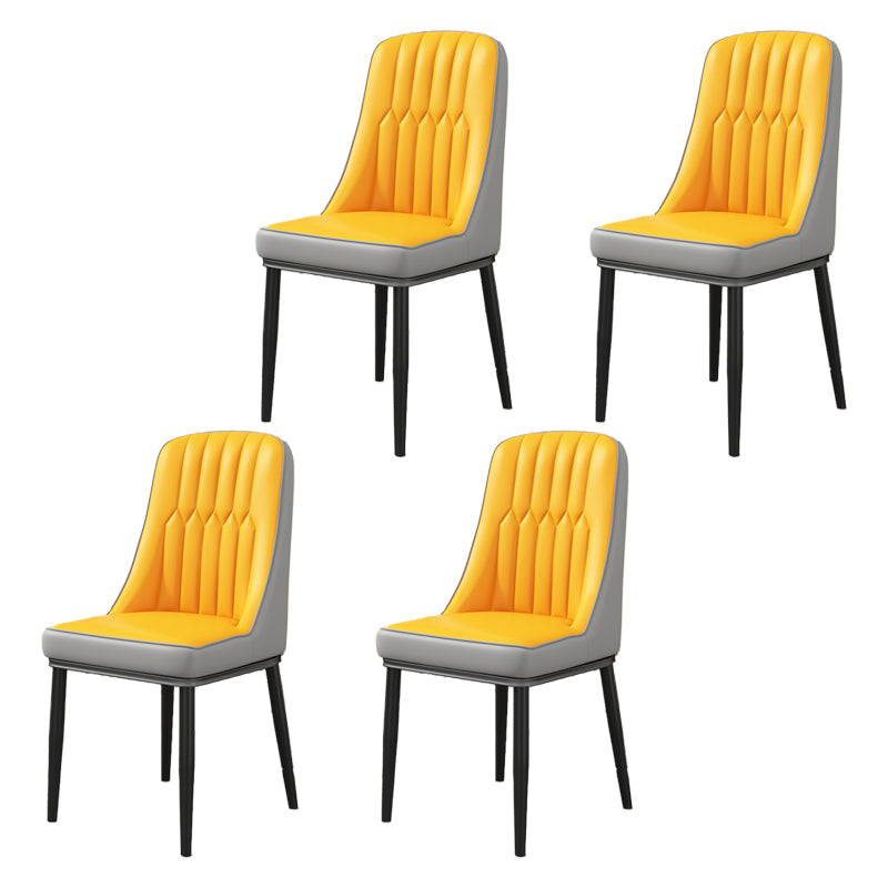Scandinavian Home Side Chair Upholstered Parsons Back Metal Dining Room Chair Yellow-Gray 4 Piece Set Black Clearhalo ' kitchen&dining_furn' 'Dining Chairs' 'Dining Tables & Seating' 'dining_chair' 'furn' 'furn_dining_chair' 'Furniture' 'furniture_dining_chair' 'Kitchen & Dining Furniture' 'kitchen' 4066287