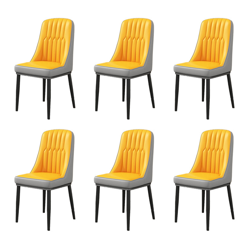 Scandinavian Home Side Chair Upholstered Parsons Back Metal Dining Room Chair Yellow-Gray 6 Piece Set Black Clearhalo ' kitchen&dining_furn' 'Dining Chairs' 'Dining Tables & Seating' 'dining_chair' 'furn' 'furn_dining_chair' 'Furniture' 'furniture_dining_chair' 'Kitchen & Dining Furniture' 'kitchen' 4066288
