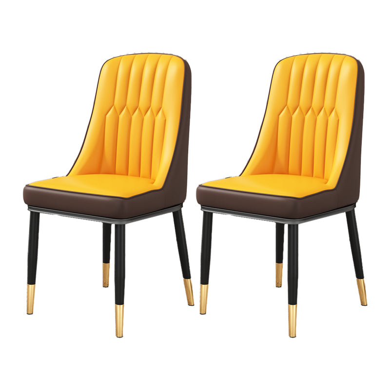 Scandinavian Home Side Chair Upholstered Parsons Back Metal Dining Room Chair Coffee-Yellow 2 Piece Set Brass Gold Clearhalo ' kitchen&dining_furn' 'Dining Chairs' 'Dining Tables & Seating' 'dining_chair' 'furn' 'furn_dining_chair' 'Furniture' 'furniture_dining_chair' 'Kitchen & Dining Furniture' 'kitchen' 4066289