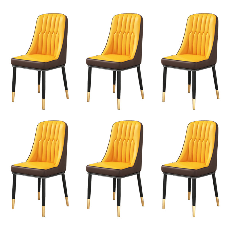 Scandinavian Home Side Chair Upholstered Parsons Back Metal Dining Room Chair Coffee-Yellow 6 Piece Set Brass Gold Clearhalo ' kitchen&dining_furn' 'Dining Chairs' 'Dining Tables & Seating' 'dining_chair' 'furn' 'furn_dining_chair' 'Furniture' 'furniture_dining_chair' 'Kitchen & Dining Furniture' 'kitchen' 4066291