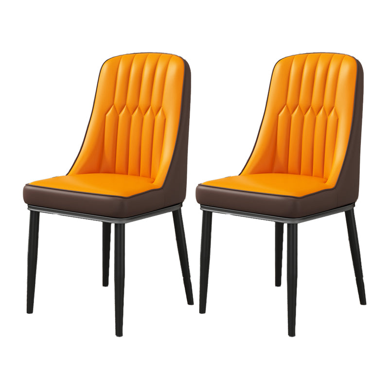 Scandinavian Home Side Chair Upholstered Parsons Back Metal Dining Room Chair Orange 2 Piece Set Black Clearhalo ' kitchen&dining_furn' 'Dining Chairs' 'Dining Tables & Seating' 'dining_chair' 'furn' 'furn_dining_chair' 'Furniture' 'furniture_dining_chair' 'Kitchen & Dining Furniture' 'kitchen' 4066292