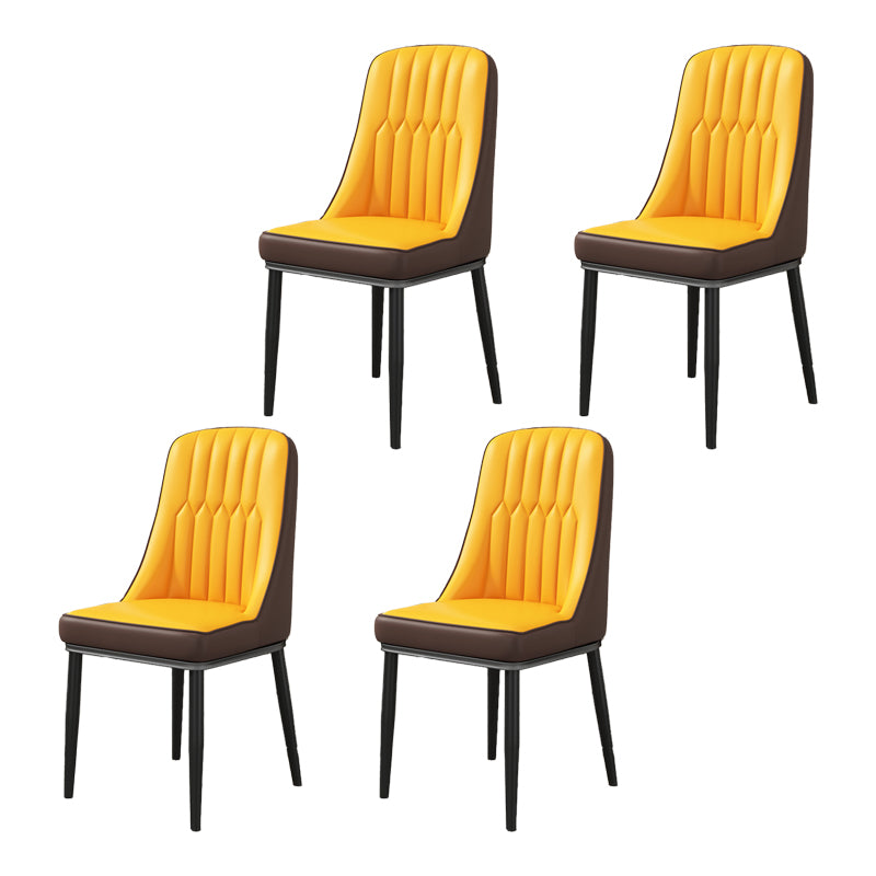 Scandinavian Home Side Chair Upholstered Parsons Back Metal Dining Room Chair Coffee-Yellow 4 Piece Set Black Clearhalo ' kitchen&dining_furn' 'Dining Chairs' 'Dining Tables & Seating' 'dining_chair' 'furn' 'furn_dining_chair' 'Furniture' 'furniture_dining_chair' 'Kitchen & Dining Furniture' 'kitchen' 4066296