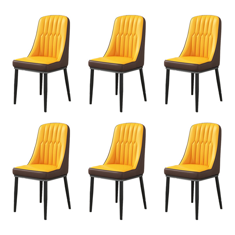 Scandinavian Home Side Chair Upholstered Parsons Back Metal Dining Room Chair Coffee-Yellow 6 Piece Set Black Clearhalo ' kitchen&dining_furn' 'Dining Chairs' 'Dining Tables & Seating' 'dining_chair' 'furn' 'furn_dining_chair' 'Furniture' 'furniture_dining_chair' 'Kitchen & Dining Furniture' 'kitchen' 4066297
