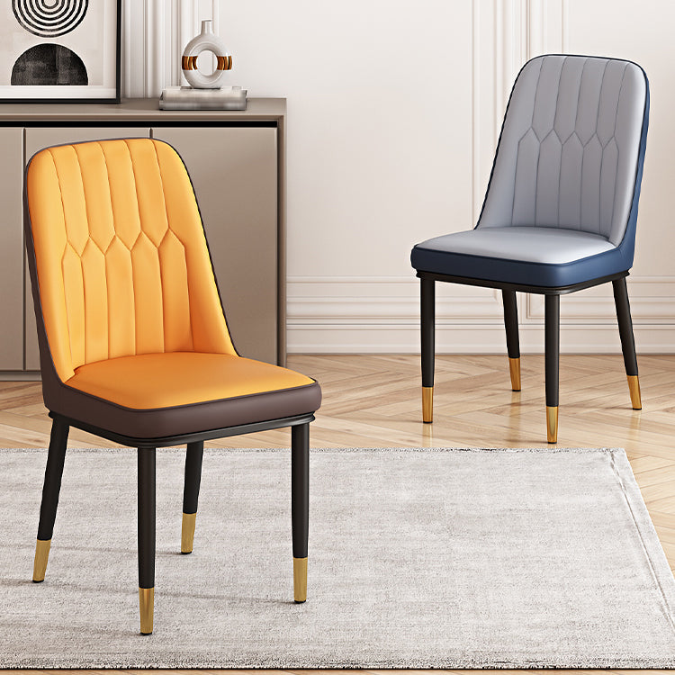 Scandinavian Style Metal Dining Chair Dining Room Solid Back Armless Chair Clearhalo ' kitchen&dining_furn' 'Dining Chairs' 'Dining Tables & Seating' 'dining_chair' 'furn' 'furn_dining_chair' 'Furniture' 'furniture_dining_chair' 'Kitchen & Dining Furniture' 'kitchen' 4066299