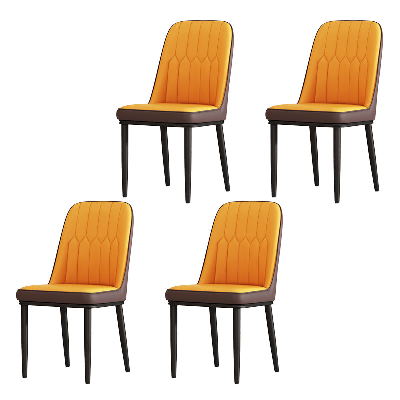 Scandinavian Style Metal Dining Chair Dining Room Solid Back Armless Chair Khaki-Orange 4 Piece Set Black Clearhalo ' kitchen&dining_furn' 'Dining Chairs' 'Dining Tables & Seating' 'dining_chair' 'furn' 'furn_dining_chair' 'Furniture' 'furniture_dining_chair' 'Kitchen & Dining Furniture' 'kitchen' 4066300