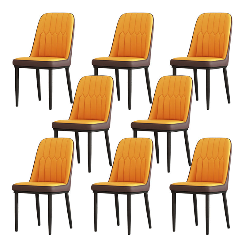 Scandinavian Style Metal Dining Chair Dining Room Solid Back Armless Chair Khaki-Orange 8 Piece Set Black Clearhalo ' kitchen&dining_furn' 'Dining Chairs' 'Dining Tables & Seating' 'dining_chair' 'furn' 'furn_dining_chair' 'Furniture' 'furniture_dining_chair' 'Kitchen & Dining Furniture' 'kitchen' 4066302
