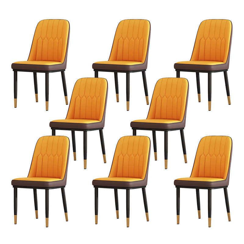 Scandinavian Style Metal Dining Chair Dining Room Solid Back Armless Chair Khaki-Orange 8 Piece Set Black Gold Clearhalo ' kitchen&dining_furn' 'Dining Chairs' 'Dining Tables & Seating' 'dining_chair' 'furn' 'furn_dining_chair' 'Furniture' 'furniture_dining_chair' 'Kitchen & Dining Furniture' 'kitchen' 4066306