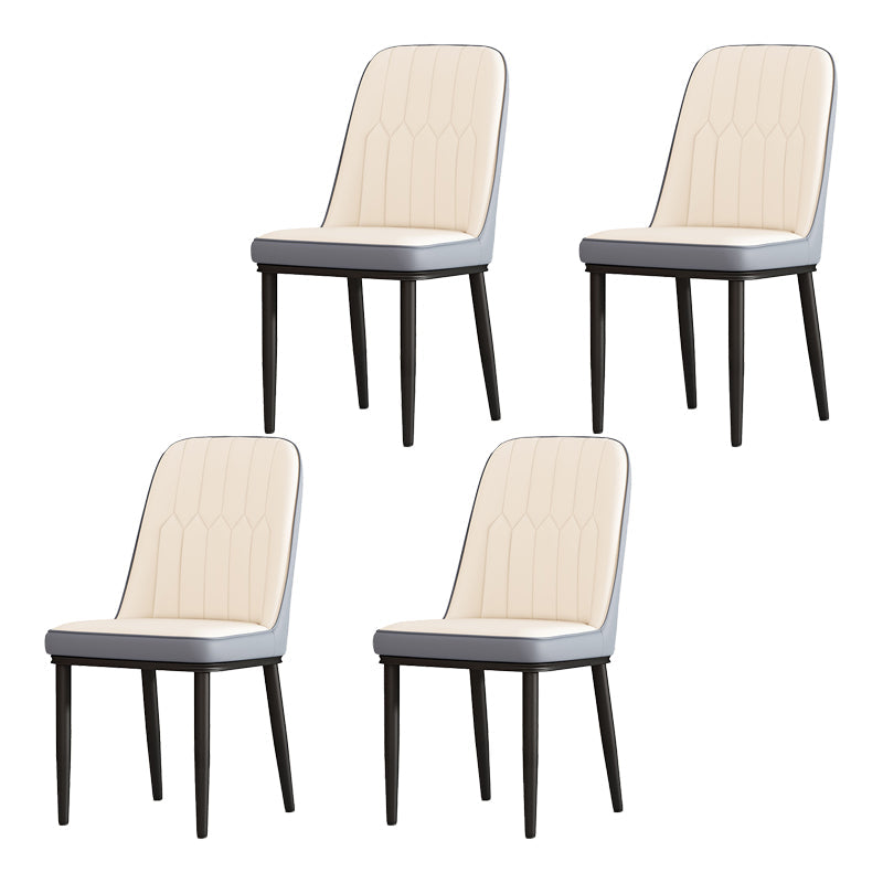 Scandinavian Style Metal Dining Chair Dining Room Solid Back Armless Chair White 4 Piece Set Black Clearhalo ' kitchen&dining_furn' 'Dining Chairs' 'Dining Tables & Seating' 'dining_chair' 'furn' 'furn_dining_chair' 'Furniture' 'furniture_dining_chair' 'Kitchen & Dining Furniture' 'kitchen' 4066307