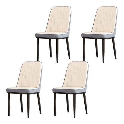 Scandinavian Style Metal Dining Chair Dining Room Solid Back Armless Chair White 4 Piece Set Black Clearhalo ' kitchen&dining_furn' 'Dining Chairs' 'Dining Tables & Seating' 'dining_chair' 'furn' 'furn_dining_chair' 'Furniture' 'furniture_dining_chair' 'Kitchen & Dining Furniture' 'kitchen' 4066307