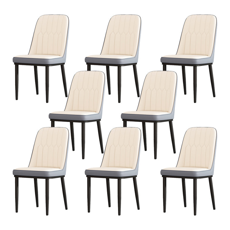 Scandinavian Style Metal Dining Chair Dining Room Solid Back Armless Chair White 8 Piece Set Black Clearhalo ' kitchen&dining_furn' 'Dining Chairs' 'Dining Tables & Seating' 'dining_chair' 'furn' 'furn_dining_chair' 'Furniture' 'furniture_dining_chair' 'Kitchen & Dining Furniture' 'kitchen' 4066310