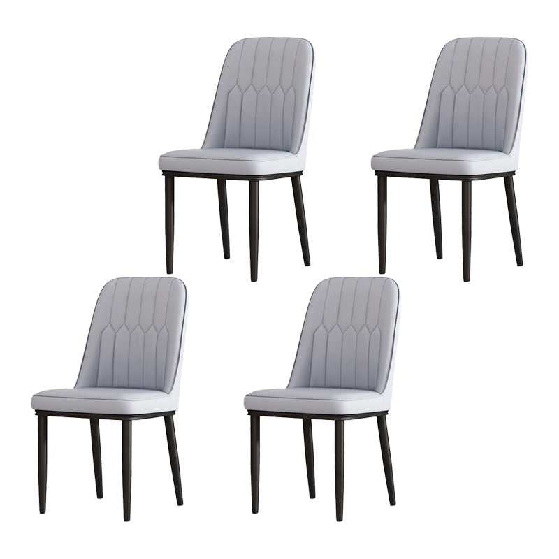 Scandinavian Style Metal Dining Chair Dining Room Solid Back Armless Chair Light Gray 4 Piece Set Black Clearhalo ' kitchen&dining_furn' 'Dining Chairs' 'Dining Tables & Seating' 'dining_chair' 'furn' 'furn_dining_chair' 'Furniture' 'furniture_dining_chair' 'Kitchen & Dining Furniture' 'kitchen' 4066311