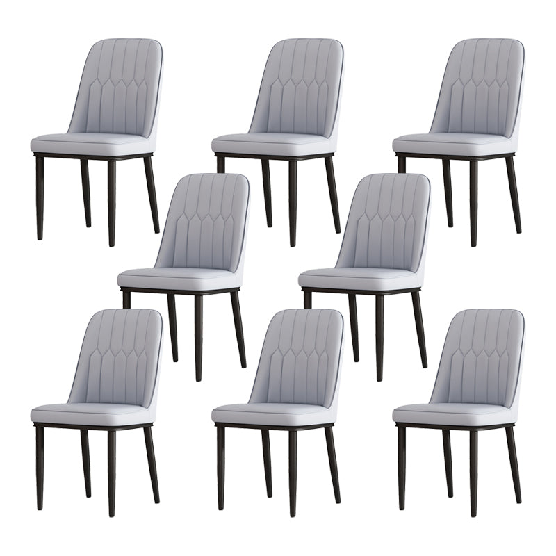 Scandinavian Style Metal Dining Chair Dining Room Solid Back Armless Chair Light Gray 8 Piece Set Black Clearhalo ' kitchen&dining_furn' 'Dining Chairs' 'Dining Tables & Seating' 'dining_chair' 'furn' 'furn_dining_chair' 'Furniture' 'furniture_dining_chair' 'Kitchen & Dining Furniture' 'kitchen' 4066314