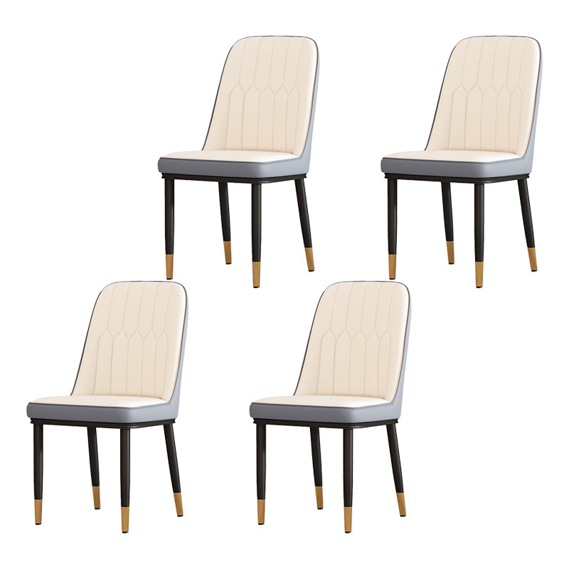 Scandinavian Style Metal Dining Chair Dining Room Solid Back Armless Chair White 4 Piece Set Black Gold Clearhalo ' kitchen&dining_furn' 'Dining Chairs' 'Dining Tables & Seating' 'dining_chair' 'furn' 'furn_dining_chair' 'Furniture' 'furniture_dining_chair' 'Kitchen & Dining Furniture' 'kitchen' 4066315