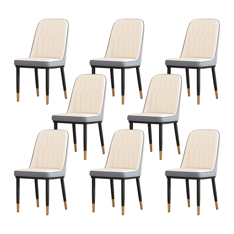 Scandinavian Style Metal Dining Chair Dining Room Solid Back Armless Chair White 8 Piece Set Black Gold Clearhalo ' kitchen&dining_furn' 'Dining Chairs' 'Dining Tables & Seating' 'dining_chair' 'furn' 'furn_dining_chair' 'Furniture' 'furniture_dining_chair' 'Kitchen & Dining Furniture' 'kitchen' 4066318