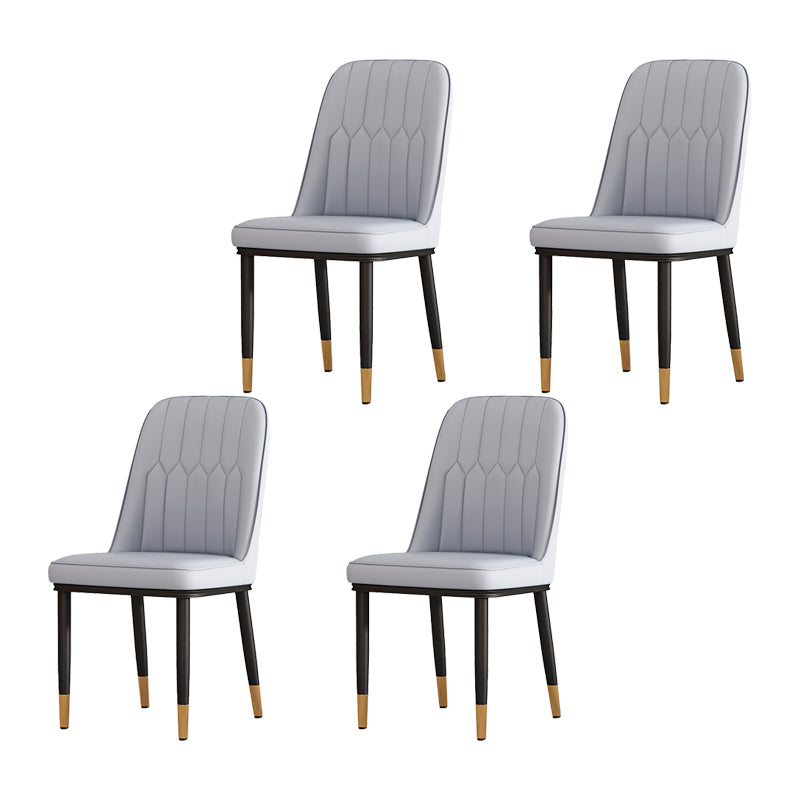 Scandinavian Style Metal Dining Chair Dining Room Solid Back Armless Chair Light Gray 4 Piece Set Black Gold Clearhalo ' kitchen&dining_furn' 'Dining Chairs' 'Dining Tables & Seating' 'dining_chair' 'furn' 'furn_dining_chair' 'Furniture' 'furniture_dining_chair' 'Kitchen & Dining Furniture' 'kitchen' 4066320