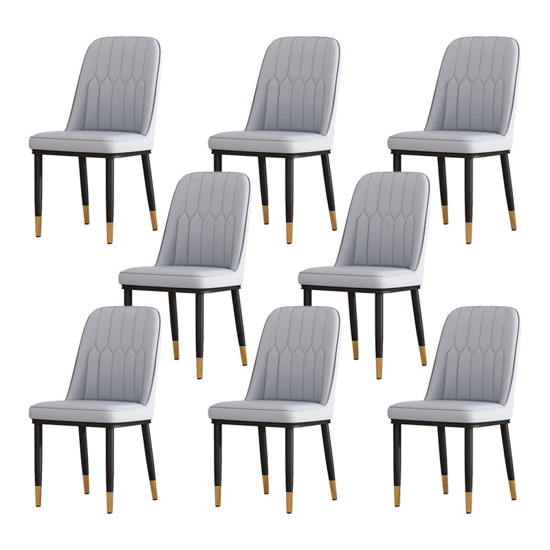 Scandinavian Style Metal Dining Chair Dining Room Solid Back Armless Chair Light Gray 8 Piece Set Black Gold Clearhalo ' kitchen&dining_furn' 'Dining Chairs' 'Dining Tables & Seating' 'dining_chair' 'furn' 'furn_dining_chair' 'Furniture' 'furniture_dining_chair' 'Kitchen & Dining Furniture' 'kitchen' 4066321
