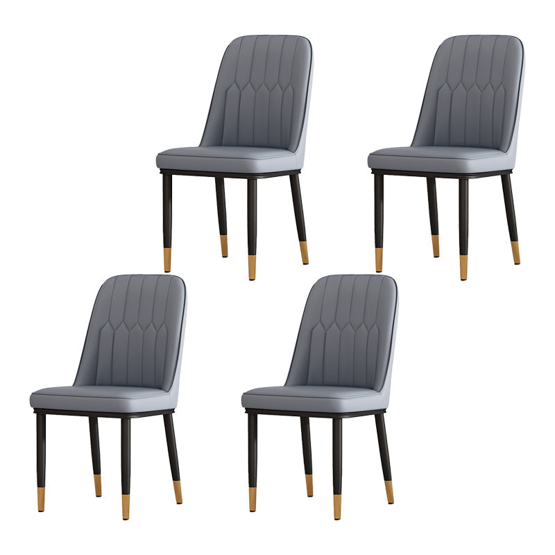 Scandinavian Style Metal Dining Chair Dining Room Solid Back Armless Chair Dark Gray 4 Piece Set Black Gold Clearhalo ' kitchen&dining_furn' 'Dining Chairs' 'Dining Tables & Seating' 'dining_chair' 'furn' 'furn_dining_chair' 'Furniture' 'furniture_dining_chair' 'Kitchen & Dining Furniture' 'kitchen' 4066322