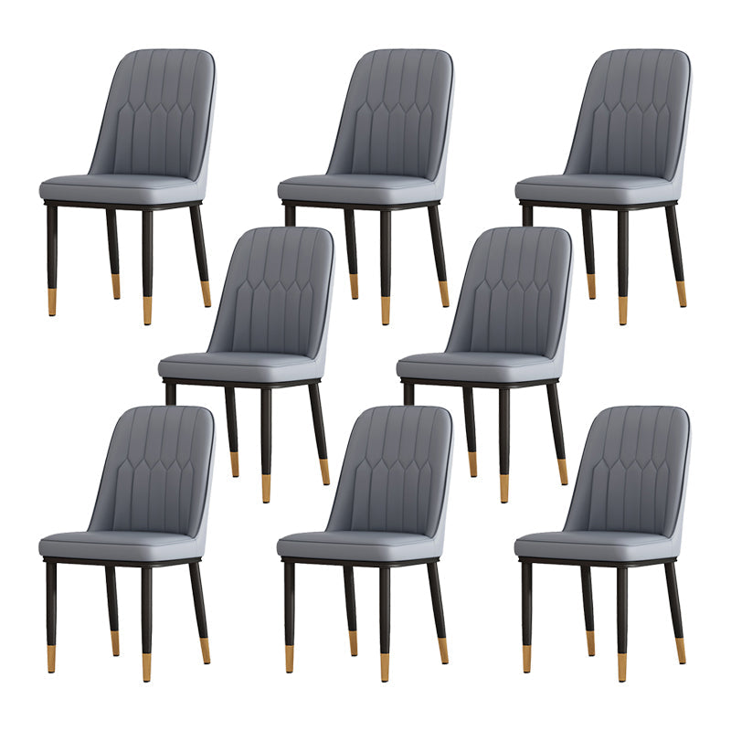 Scandinavian Style Metal Dining Chair Dining Room Solid Back Armless Chair Dark Gray 8 Piece Set Black Gold Clearhalo ' kitchen&dining_furn' 'Dining Chairs' 'Dining Tables & Seating' 'dining_chair' 'furn' 'furn_dining_chair' 'Furniture' 'furniture_dining_chair' 'Kitchen & Dining Furniture' 'kitchen' 4066323