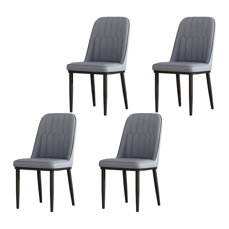 Scandinavian Style Metal Dining Chair Dining Room Solid Back Armless Chair Dark Gray 4 Piece Set Black Clearhalo ' kitchen&dining_furn' 'Dining Chairs' 'Dining Tables & Seating' 'dining_chair' 'furn' 'furn_dining_chair' 'Furniture' 'furniture_dining_chair' 'Kitchen & Dining Furniture' 'kitchen' 4066326