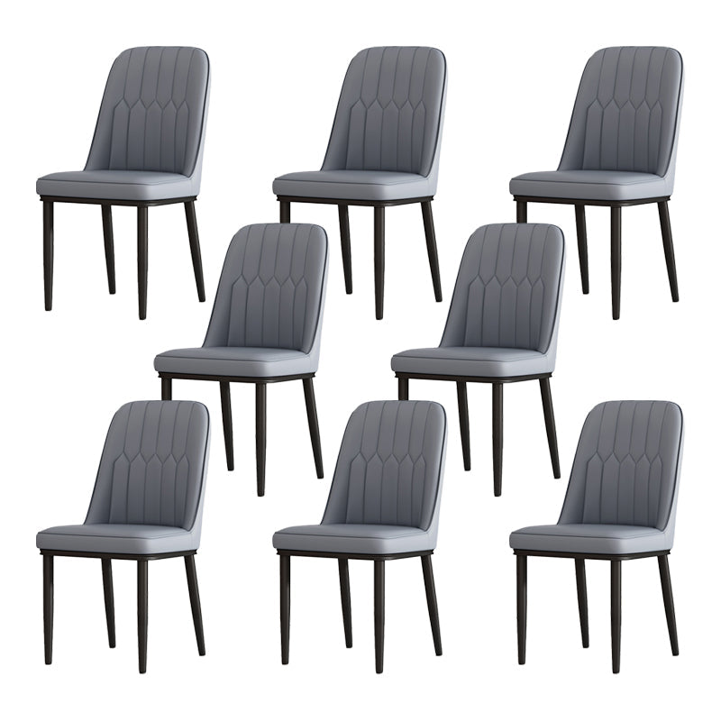 Scandinavian Style Metal Dining Chair Dining Room Solid Back Armless Chair Dark Gray 8 Piece Set Black Clearhalo ' kitchen&dining_furn' 'Dining Chairs' 'Dining Tables & Seating' 'dining_chair' 'furn' 'furn_dining_chair' 'Furniture' 'furniture_dining_chair' 'Kitchen & Dining Furniture' 'kitchen' 4066327