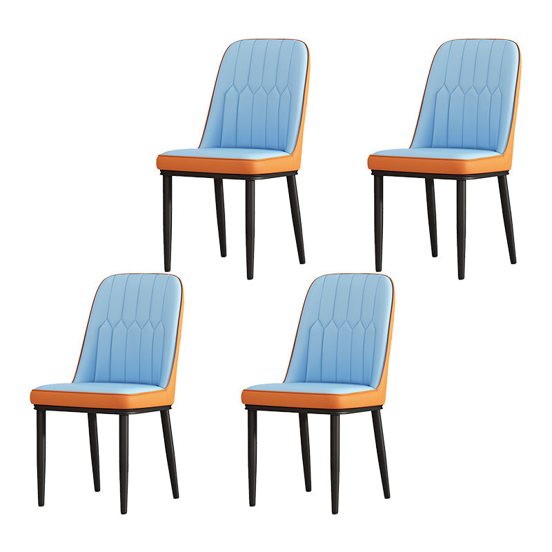 Scandinavian Style Metal Dining Chair Dining Room Solid Back Armless Chair Blue 4 Piece Set Black Clearhalo ' kitchen&dining_furn' 'Dining Chairs' 'Dining Tables & Seating' 'dining_chair' 'furn' 'furn_dining_chair' 'Furniture' 'furniture_dining_chair' 'Kitchen & Dining Furniture' 'kitchen' 4066328