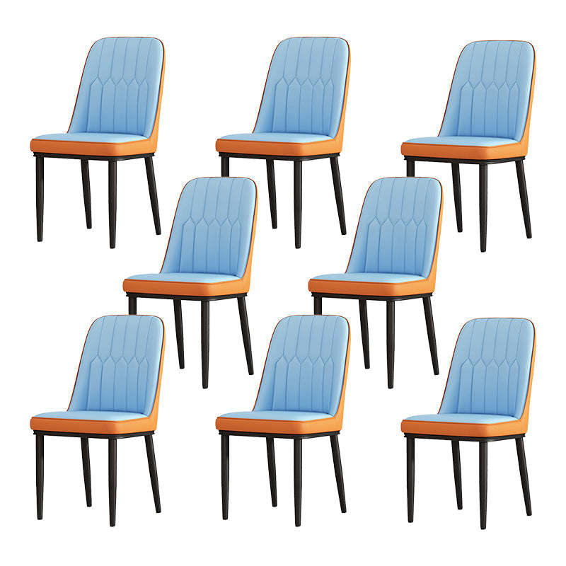 Scandinavian Style Metal Dining Chair Dining Room Solid Back Armless Chair Blue 8 Piece Set Black Clearhalo ' kitchen&dining_furn' 'Dining Chairs' 'Dining Tables & Seating' 'dining_chair' 'furn' 'furn_dining_chair' 'Furniture' 'furniture_dining_chair' 'Kitchen & Dining Furniture' 'kitchen' 4066329