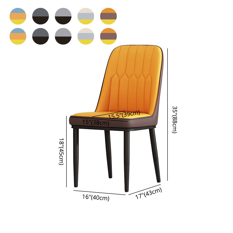 Scandinavian Style Metal Dining Chair Dining Room Solid Back Armless Chair Clearhalo ' kitchen&dining_furn' 'Dining Chairs' 'Dining Tables & Seating' 'dining_chair' 'furn' 'furn_dining_chair' 'Furniture' 'furniture_dining_chair' 'Kitchen & Dining Furniture' 'kitchen' 4066330