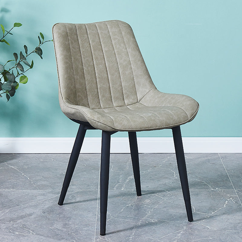 Indoor Scandinavian Side Chair Metal Upholstered Solid Back Dining Room Chair Light Gray 1 Piece Black Clearhalo ' kitchen&dining_furn' 'Dining Chairs' 'Dining Tables & Seating' 'dining_chair' 'furn' 'furn_dining_chair' 'Furniture' 'furniture_dining_chair' 'Kitchen & Dining Furniture' 'kitchen' 4066332