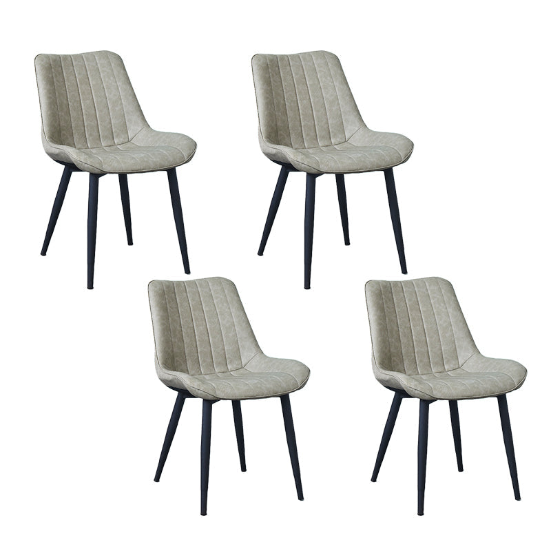 Indoor Scandinavian Side Chair Metal Upholstered Solid Back Dining Room Chair Light Gray 4 Piece Set Black Clearhalo ' kitchen&dining_furn' 'Dining Chairs' 'Dining Tables & Seating' 'dining_chair' 'furn' 'furn_dining_chair' 'Furniture' 'furniture_dining_chair' 'Kitchen & Dining Furniture' 'kitchen' 4066335