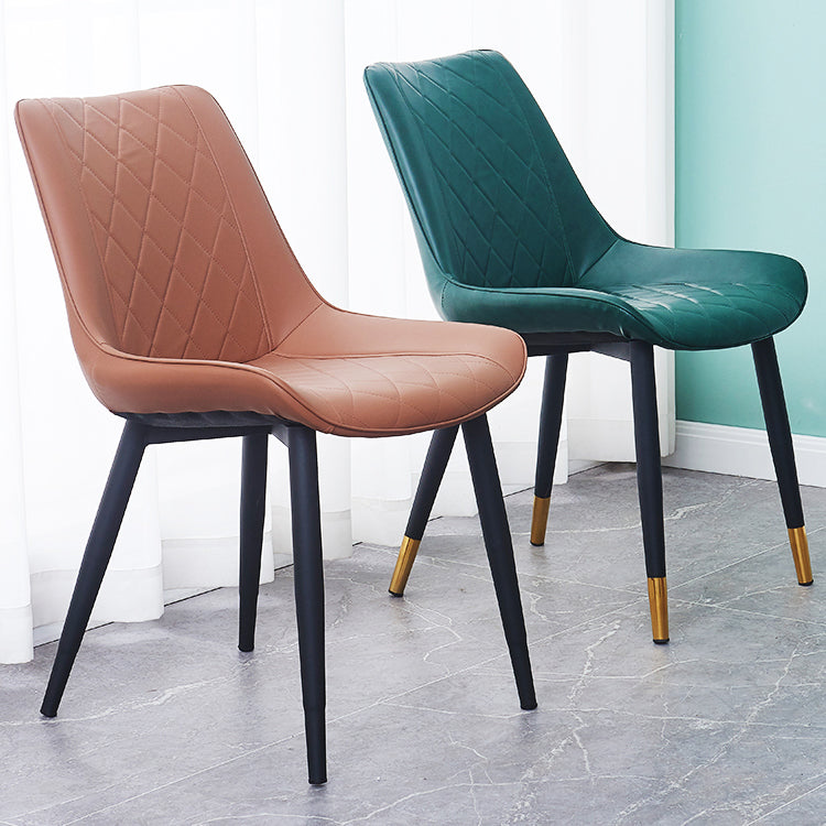 Indoor Scandinavian Side Chair Metal Upholstered Solid Back Dining Room Chair Clearhalo ' kitchen&dining_furn' 'Dining Chairs' 'Dining Tables & Seating' 'dining_chair' 'furn' 'furn_dining_chair' 'Furniture' 'furniture_dining_chair' 'Kitchen & Dining Furniture' 'kitchen' 4066336