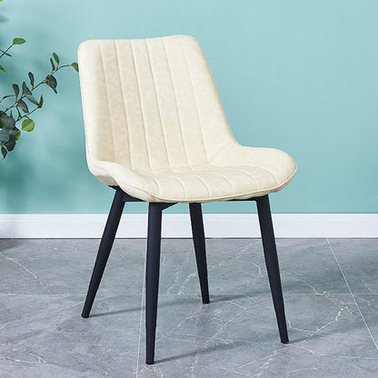 Indoor Scandinavian Side Chair Metal Upholstered Solid Back Dining Room Chair Textured White 1 Piece Black Clearhalo ' kitchen&dining_furn' 'Dining Chairs' 'Dining Tables & Seating' 'dining_chair' 'furn' 'furn_dining_chair' 'Furniture' 'furniture_dining_chair' 'Kitchen & Dining Furniture' 'kitchen' 4066338