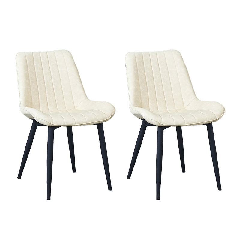 Indoor Scandinavian Side Chair Metal Upholstered Solid Back Dining Room Chair Textured White 2 Piece Set Black Clearhalo ' kitchen&dining_furn' 'Dining Chairs' 'Dining Tables & Seating' 'dining_chair' 'furn' 'furn_dining_chair' 'Furniture' 'furniture_dining_chair' 'Kitchen & Dining Furniture' 'kitchen' 4066340