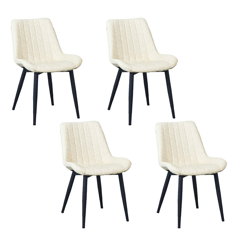 Indoor Scandinavian Side Chair Metal Upholstered Solid Back Dining Room Chair Textured White 4 Piece Set Black Clearhalo ' kitchen&dining_furn' 'Dining Chairs' 'Dining Tables & Seating' 'dining_chair' 'furn' 'furn_dining_chair' 'Furniture' 'furniture_dining_chair' 'Kitchen & Dining Furniture' 'kitchen' 4066342