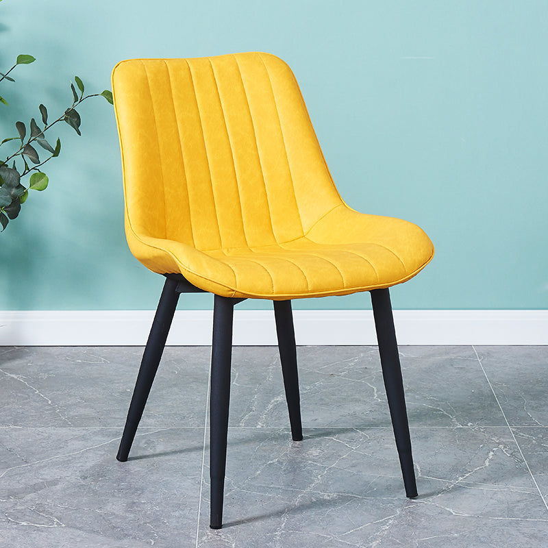 Indoor Scandinavian Side Chair Metal Upholstered Solid Back Dining Room Chair Yellow 1 Piece Black Clearhalo ' kitchen&dining_furn' 'Dining Chairs' 'Dining Tables & Seating' 'dining_chair' 'furn' 'furn_dining_chair' 'Furniture' 'furniture_dining_chair' 'Kitchen & Dining Furniture' 'kitchen' 4066344