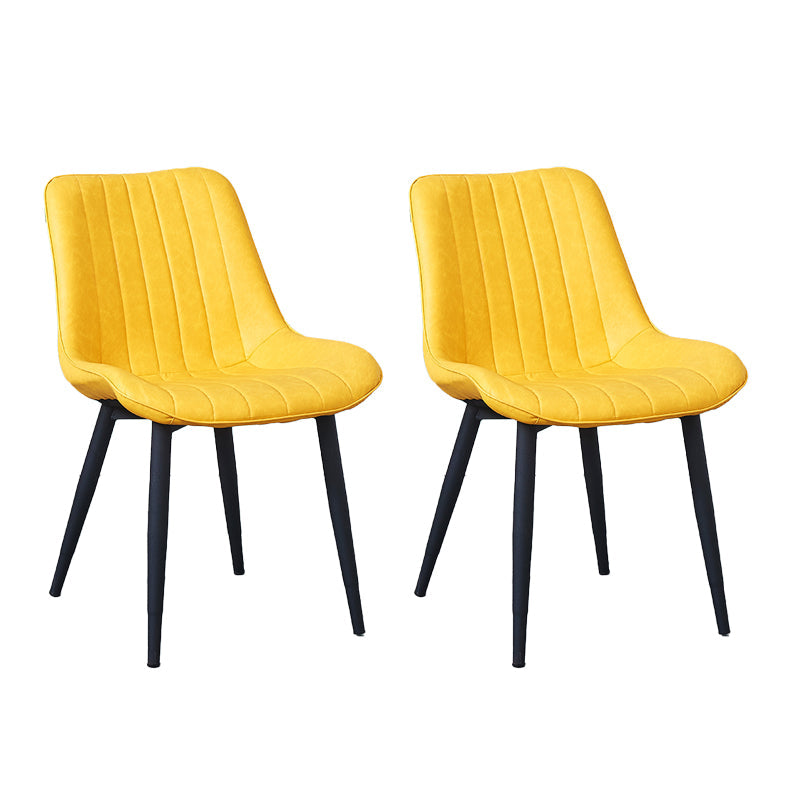 Indoor Scandinavian Side Chair Metal Upholstered Solid Back Dining Room Chair Yellow 2 Piece Set Black Clearhalo ' kitchen&dining_furn' 'Dining Chairs' 'Dining Tables & Seating' 'dining_chair' 'furn' 'furn_dining_chair' 'Furniture' 'furniture_dining_chair' 'Kitchen & Dining Furniture' 'kitchen' 4066346