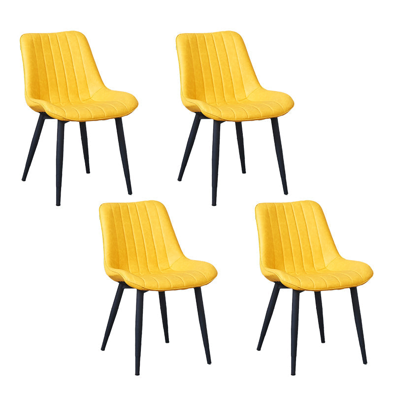 Indoor Scandinavian Side Chair Metal Upholstered Solid Back Dining Room Chair Yellow 4 Piece Set Black Clearhalo ' kitchen&dining_furn' 'Dining Chairs' 'Dining Tables & Seating' 'dining_chair' 'furn' 'furn_dining_chair' 'Furniture' 'furniture_dining_chair' 'Kitchen & Dining Furniture' 'kitchen' 4066348