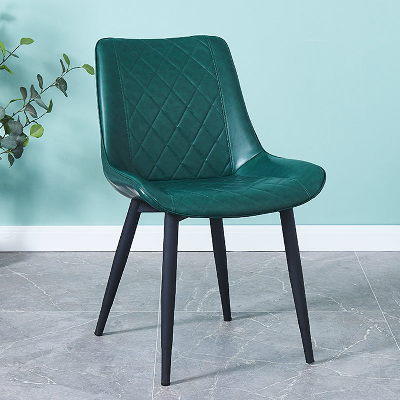 Indoor Scandinavian Side Chair Metal Upholstered Solid Back Dining Room Chair Blackish Green 1 Piece Black Clearhalo ' kitchen&dining_furn' 'Dining Chairs' 'Dining Tables & Seating' 'dining_chair' 'furn' 'furn_dining_chair' 'Furniture' 'furniture_dining_chair' 'Kitchen & Dining Furniture' 'kitchen' 4066349