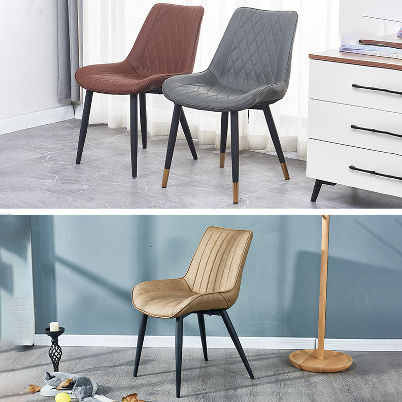 Indoor Scandinavian Side Chair Metal Upholstered Solid Back Dining Room Chair Clearhalo ' kitchen&dining_furn' 'Dining Chairs' 'Dining Tables & Seating' 'dining_chair' 'furn' 'furn_dining_chair' 'Furniture' 'furniture_dining_chair' 'Kitchen & Dining Furniture' 'kitchen' 4066351