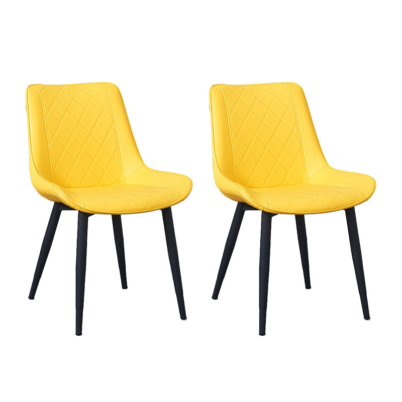 Indoor Scandinavian Side Chair Metal Upholstered Solid Back Dining Room Chair Light Yellow 2 Piece Set Black Clearhalo ' kitchen&dining_furn' 'Dining Chairs' 'Dining Tables & Seating' 'dining_chair' 'furn' 'furn_dining_chair' 'Furniture' 'furniture_dining_chair' 'Kitchen & Dining Furniture' 'kitchen' 4066357