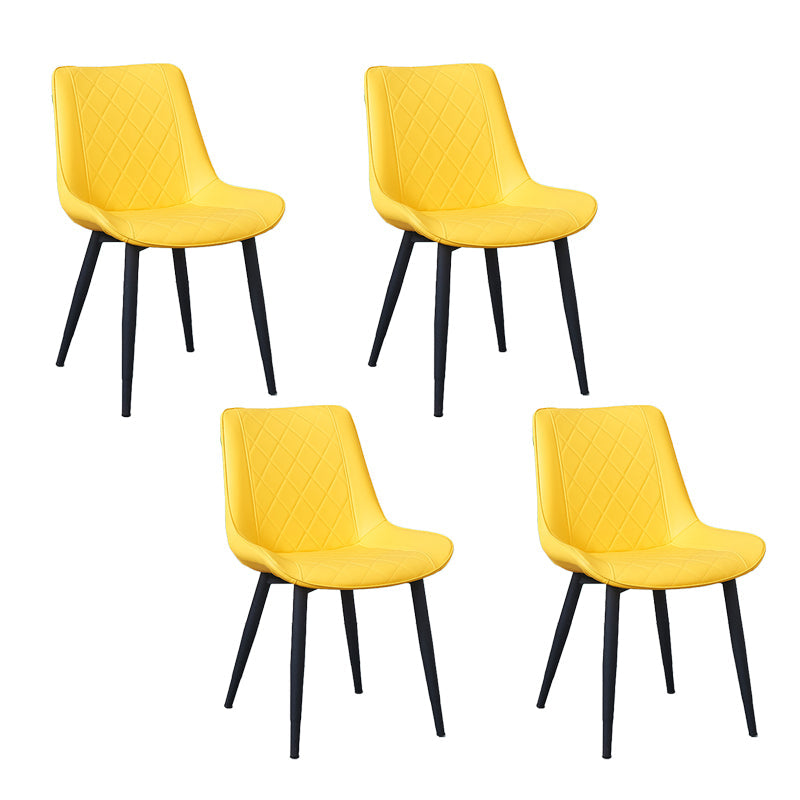 Indoor Scandinavian Side Chair Metal Upholstered Solid Back Dining Room Chair Light Yellow 4 Piece Set Black Clearhalo ' kitchen&dining_furn' 'Dining Chairs' 'Dining Tables & Seating' 'dining_chair' 'furn' 'furn_dining_chair' 'Furniture' 'furniture_dining_chair' 'Kitchen & Dining Furniture' 'kitchen' 4066358