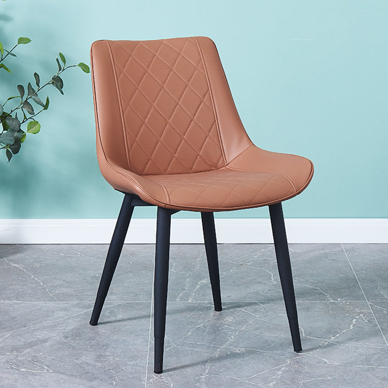 Indoor Scandinavian Side Chair Metal Upholstered Solid Back Dining Room Chair Brown 1 Piece Black Clearhalo ' kitchen&dining_furn' 'Dining Chairs' 'Dining Tables & Seating' 'dining_chair' 'furn' 'furn_dining_chair' 'Furniture' 'furniture_dining_chair' 'Kitchen & Dining Furniture' 'kitchen' 4066359