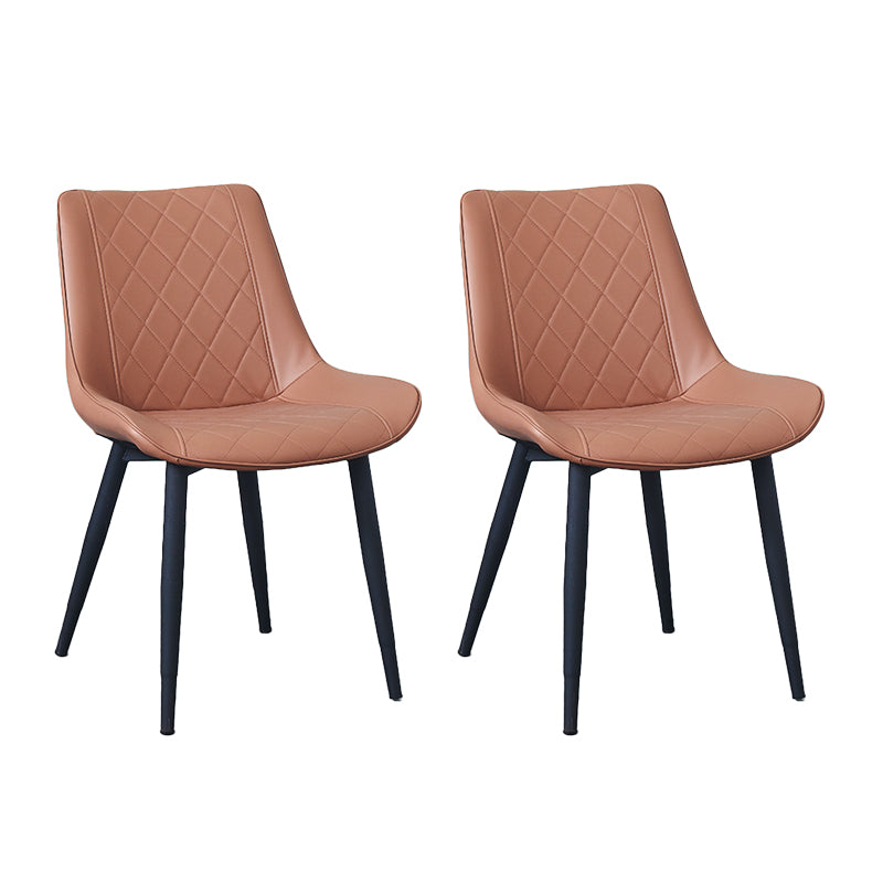 Indoor Scandinavian Side Chair Metal Upholstered Solid Back Dining Room Chair Brown 2 Piece Set Black Clearhalo ' kitchen&dining_furn' 'Dining Chairs' 'Dining Tables & Seating' 'dining_chair' 'furn' 'furn_dining_chair' 'Furniture' 'furniture_dining_chair' 'Kitchen & Dining Furniture' 'kitchen' 4066360