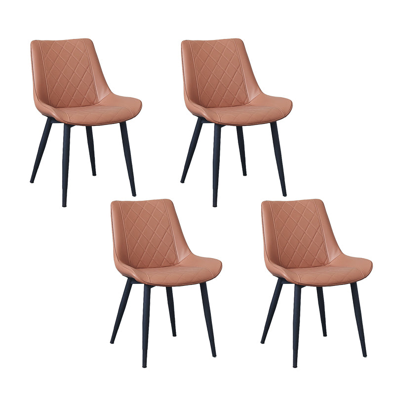 Indoor Scandinavian Side Chair Metal Upholstered Solid Back Dining Room Chair Brown 4 Piece Set Black Clearhalo ' kitchen&dining_furn' 'Dining Chairs' 'Dining Tables & Seating' 'dining_chair' 'furn' 'furn_dining_chair' 'Furniture' 'furniture_dining_chair' 'Kitchen & Dining Furniture' 'kitchen' 4066361