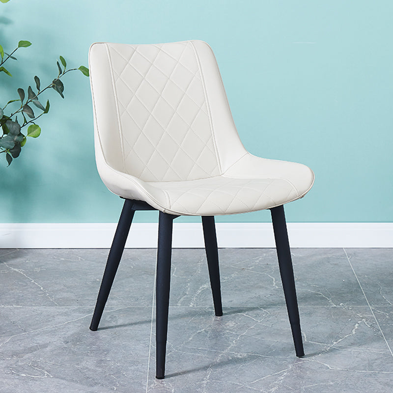 Indoor Scandinavian Side Chair Metal Upholstered Solid Back Dining Room Chair White 1 Piece Black Clearhalo ' kitchen&dining_furn' 'Dining Chairs' 'Dining Tables & Seating' 'dining_chair' 'furn' 'furn_dining_chair' 'Furniture' 'furniture_dining_chair' 'Kitchen & Dining Furniture' 'kitchen' 4066362