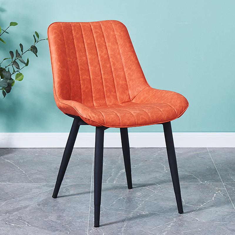 Indoor Scandinavian Side Chair Metal Upholstered Solid Back Dining Room Chair Orange 1 Piece Black Clearhalo ' kitchen&dining_furn' 'Dining Chairs' 'Dining Tables & Seating' 'dining_chair' 'furn' 'furn_dining_chair' 'Furniture' 'furniture_dining_chair' 'Kitchen & Dining Furniture' 'kitchen' 4066365