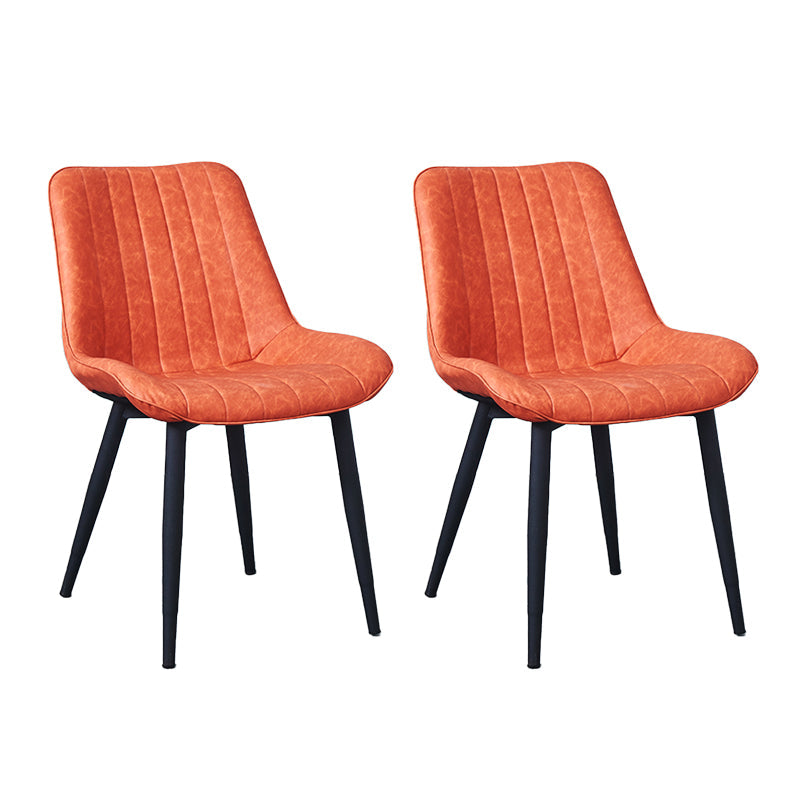 Indoor Scandinavian Side Chair Metal Upholstered Solid Back Dining Room Chair Orange 2 Piece Set Black Clearhalo ' kitchen&dining_furn' 'Dining Chairs' 'Dining Tables & Seating' 'dining_chair' 'furn' 'furn_dining_chair' 'Furniture' 'furniture_dining_chair' 'Kitchen & Dining Furniture' 'kitchen' 4066366
