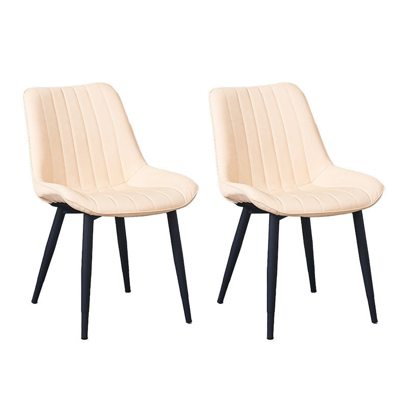 Indoor Scandinavian Side Chair Metal Upholstered Solid Back Dining Room Chair Off-White 2 Piece Set Black Clearhalo ' kitchen&dining_furn' 'Dining Chairs' 'Dining Tables & Seating' 'dining_chair' 'furn' 'furn_dining_chair' 'Furniture' 'furniture_dining_chair' 'Kitchen & Dining Furniture' 'kitchen' 4066369