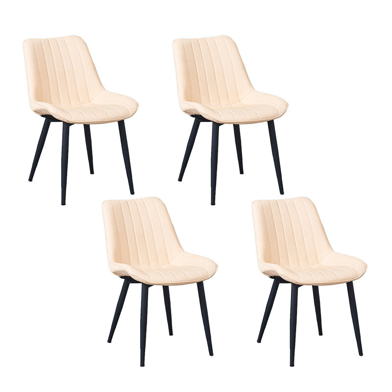 Indoor Scandinavian Side Chair Metal Upholstered Solid Back Dining Room Chair Off-White 4 Piece Set Black Clearhalo ' kitchen&dining_furn' 'Dining Chairs' 'Dining Tables & Seating' 'dining_chair' 'furn' 'furn_dining_chair' 'Furniture' 'furniture_dining_chair' 'Kitchen & Dining Furniture' 'kitchen' 4066370