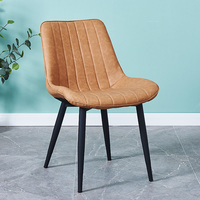 Indoor Scandinavian Side Chair Metal Upholstered Solid Back Dining Room Chair Dark Khaki 1 Piece Black Clearhalo ' kitchen&dining_furn' 'Dining Chairs' 'Dining Tables & Seating' 'dining_chair' 'furn' 'furn_dining_chair' 'Furniture' 'furniture_dining_chair' 'Kitchen & Dining Furniture' 'kitchen' 4066374